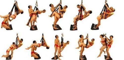 Different positions in a sex swing